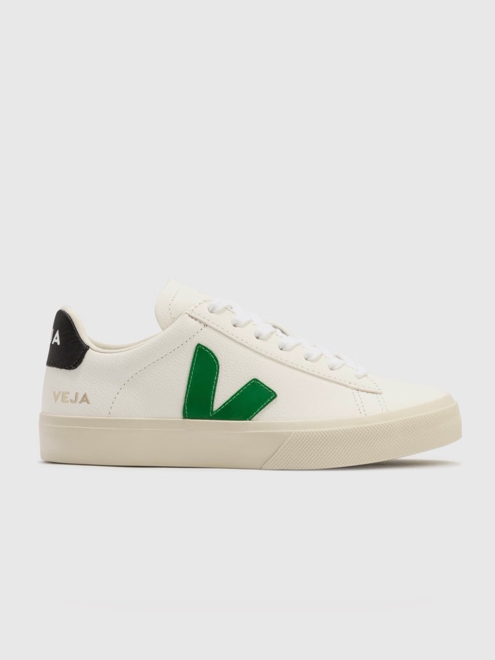 Veja Campo Leather Sneakers in White with Green V Size 9